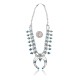 Squash Blossom .925 Sterling Silver Certified Authentic Navajo Native American Natural Turquoise Necklace 35176