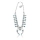 Squash Blossom .925 Sterling Silver Certified Authentic Navajo Native American Natural Turquoise Necklace 35176