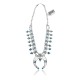 Squash Blossom .925 Sterling Silver Certified Authentic Navajo Native American Natural Turquoise Necklace 35176