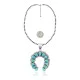 Squash Blossom .925 Sterling Silver Certified Authentic Navajo Native American Natural Turquoise Necklace Pendant 35178
