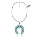 Squash Blossom .925 Sterling Silver Certified Authentic Navajo Native American Natural Turquoise Necklace Pendant 35178
