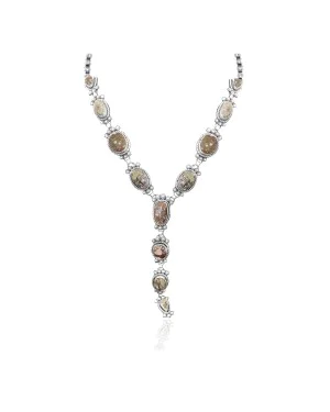 Elegant .925 Sterling Silver Certified Authentic Navajo Native American Natural Turquoise Necklace 35181