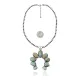 Squash Blossom .925 Sterling Silver Certified Authentic Navajo Native American Natural Turquoise Necklace Pendant 35185