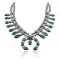 Squash Blossom .925 Sterling Silver Certified Authentic Navajo Native American Natural Turquoise Necklace 35186