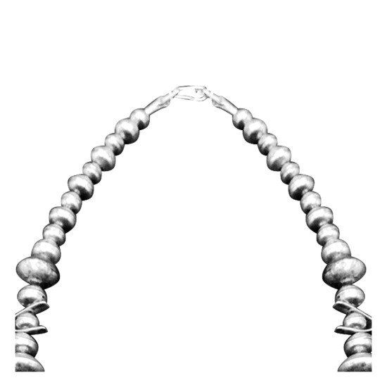 Squash Blossom .925 Sterling Silver Certified Authentic Navajo Native American Natural Turquoise Necklace 35190