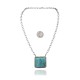 Delicate .925 Sterling Silver Certified Authentic Navajo Native American Natural Turquoise Necklace Pendant 35191