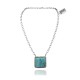 Delicate .925 Sterling Silver Certified Authentic Navajo Native American Natural Turquoise Necklace Pendant 35191